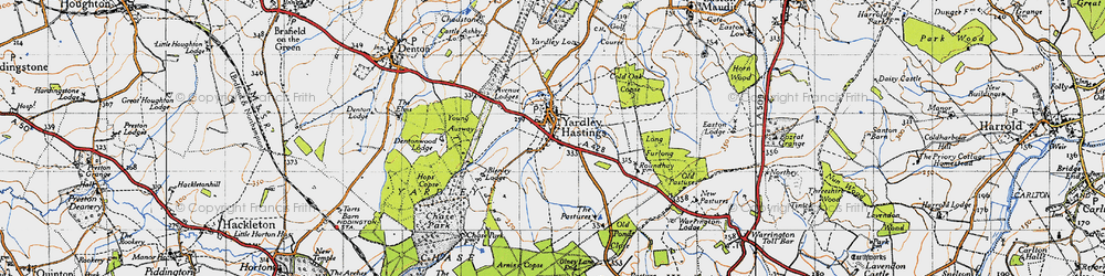 Old map of Yardley Hastings in 1946