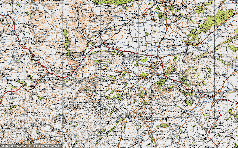 Old Map of Historic Map covering Wolfpits in 1947