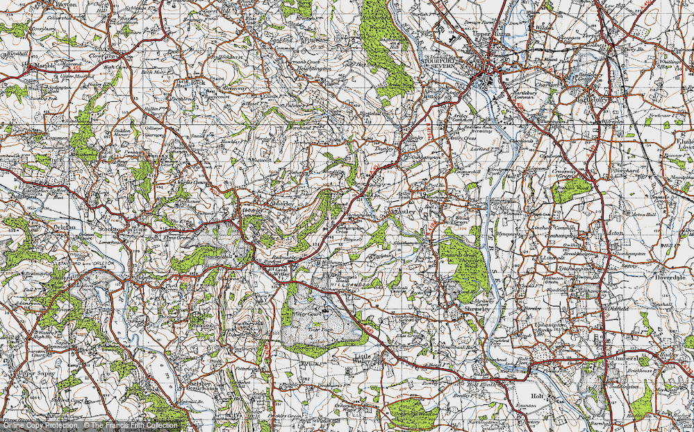 Old Map of Historic Map covering Abberley Hill in 1947