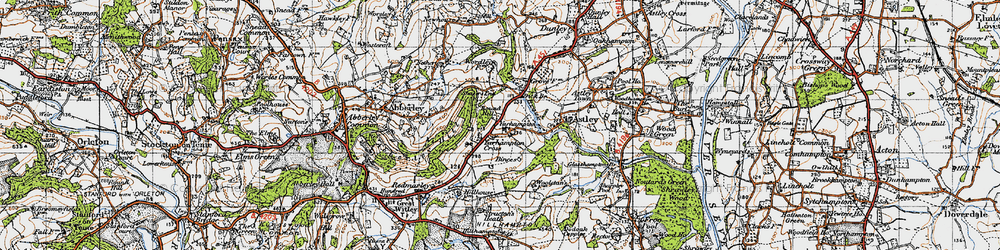 Old map of Abberley Hill in 1947