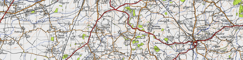 Old map of Yarlington in 1945