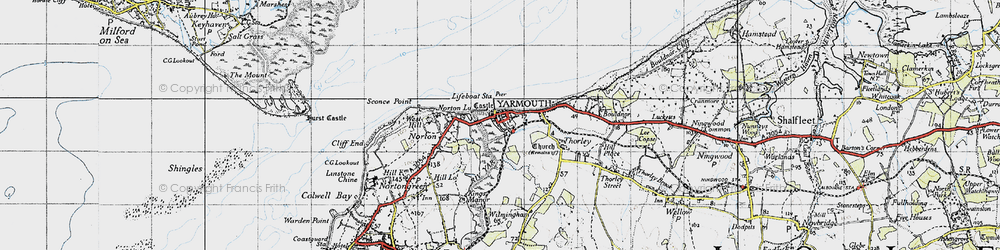 Old map of Yarmouth in 1945