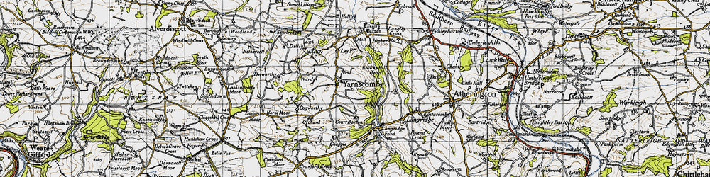 Old map of Yarnscombe in 1946