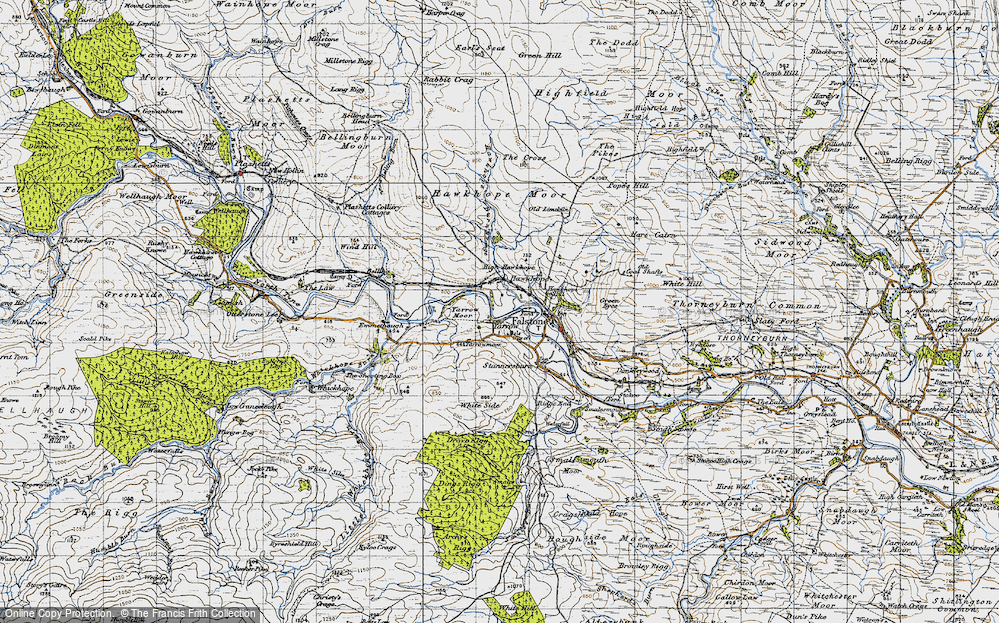 Old Map of Historic Map covering Yarrow Moor in 1947