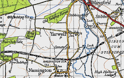 Old map of Yarwell in 1946