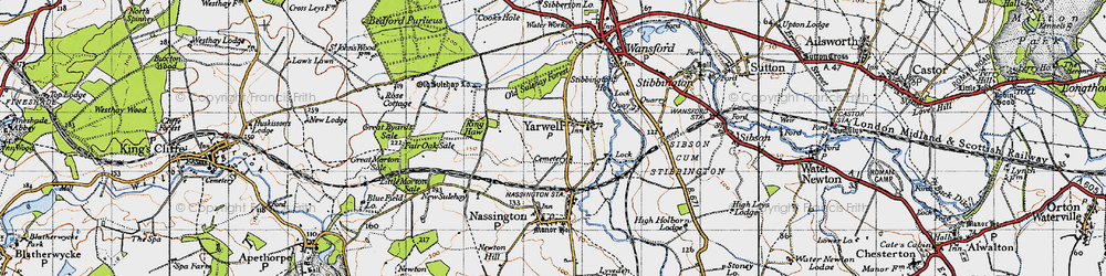 Old map of Yarwell Junction Sta in 1946