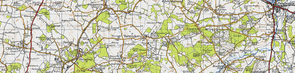 Old map of Yattendon in 1947