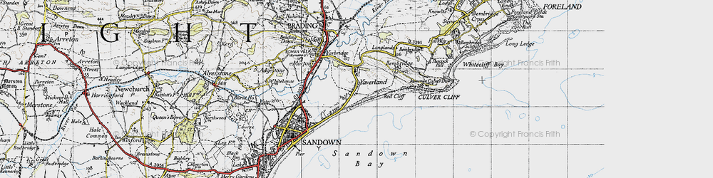 Old map of Yaverland in 1945