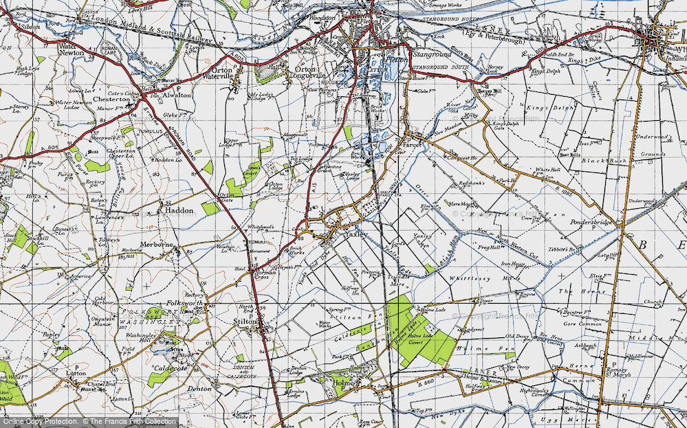 Old Map of Historic Map covering Black Ham in 1946