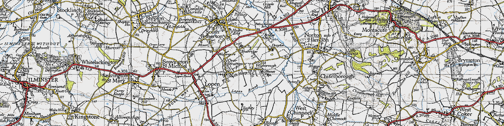 Old map of Yeabridge in 1945
