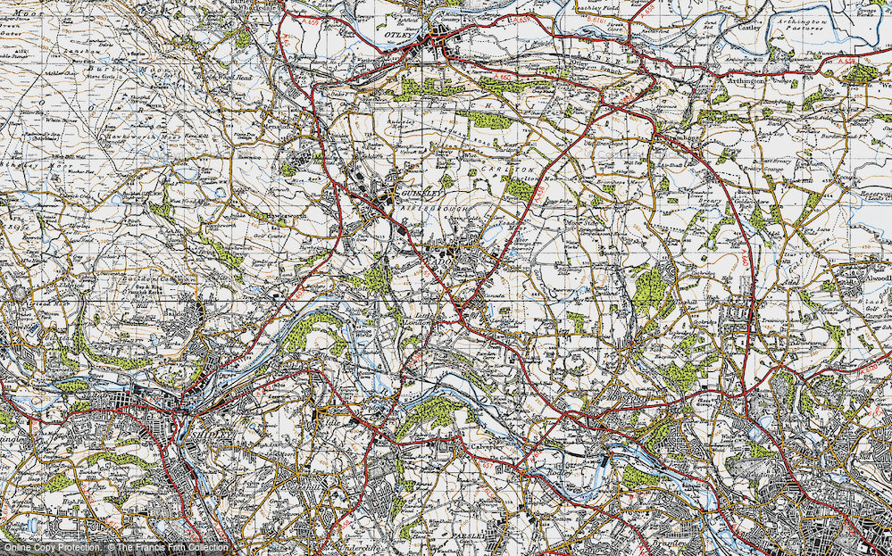 Old Map of Historic Map covering Yeadon Moor in 1947