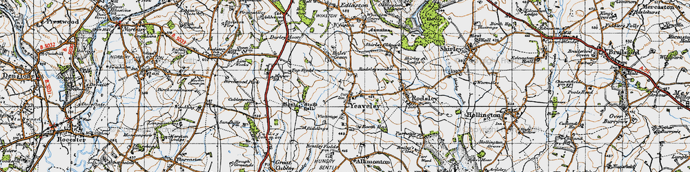 Old map of Yeaveley in 1946