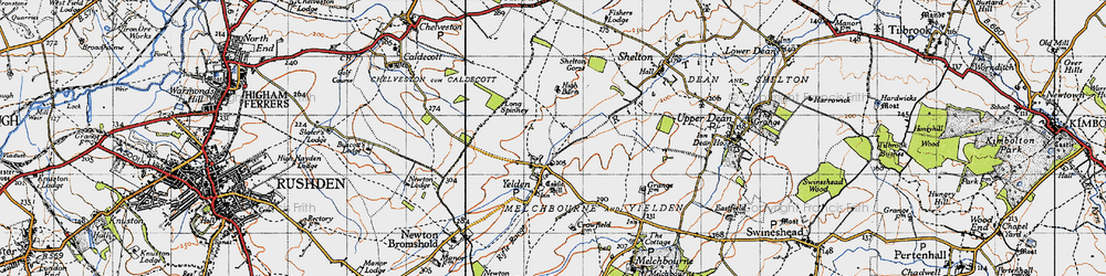 Old map of Yelden in 1946