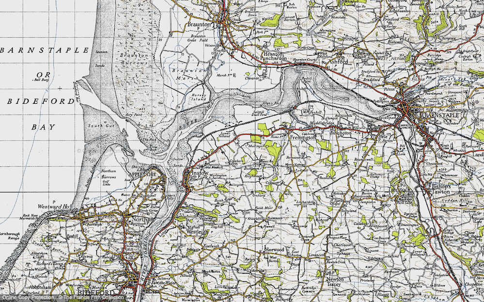 Old Map of Yelland, 1946 in 1946