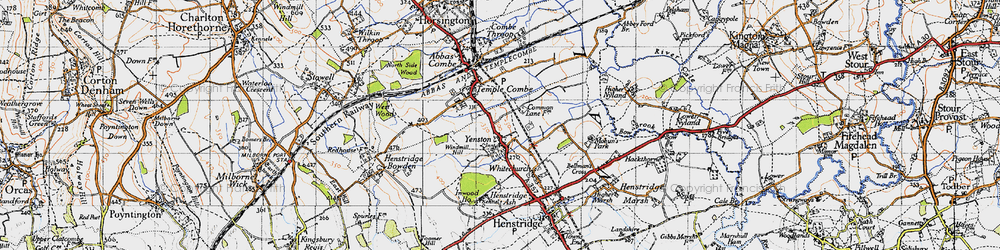 Old map of Yenston in 1945