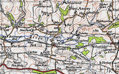 Old map of Yeo Mill in 1946