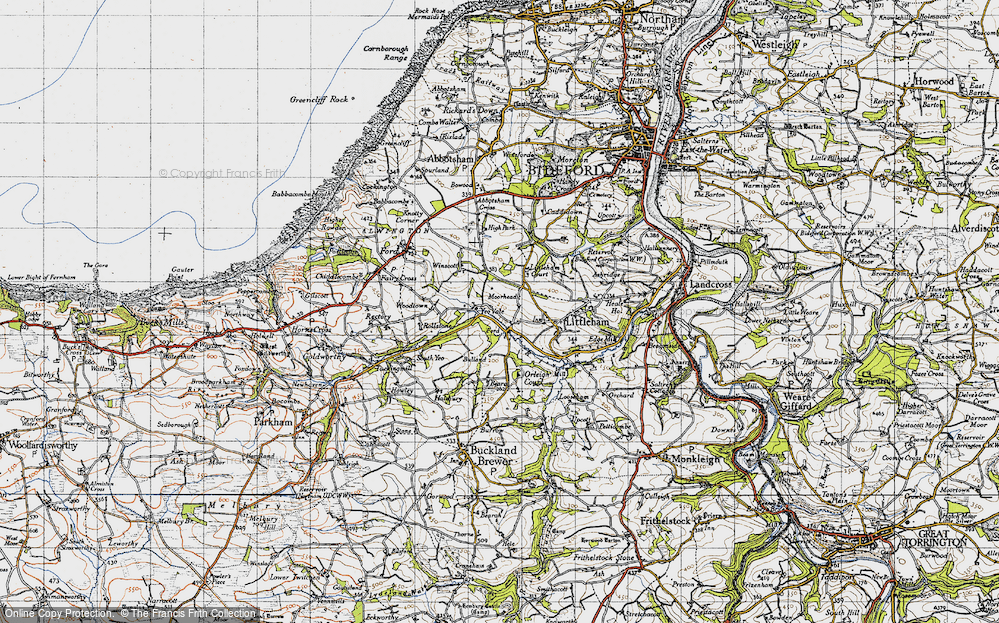 Old Map of Historic Map covering Beara in 1946