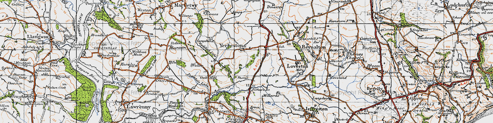 Old map of Yerbeston Mountain in 1946