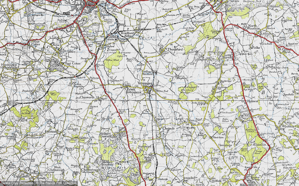 Old Map of Historic Map covering Winterhays in 1945