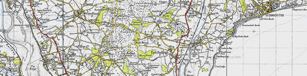 Old map of Yettington in 1946