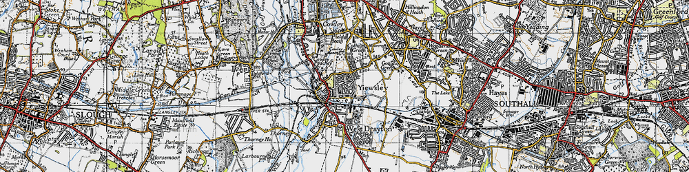 Old map of Yiewsley in 1945