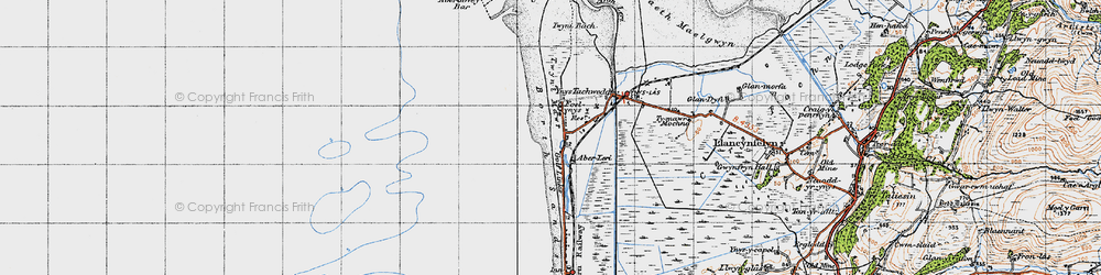 Old map of Ynyslas in 1947