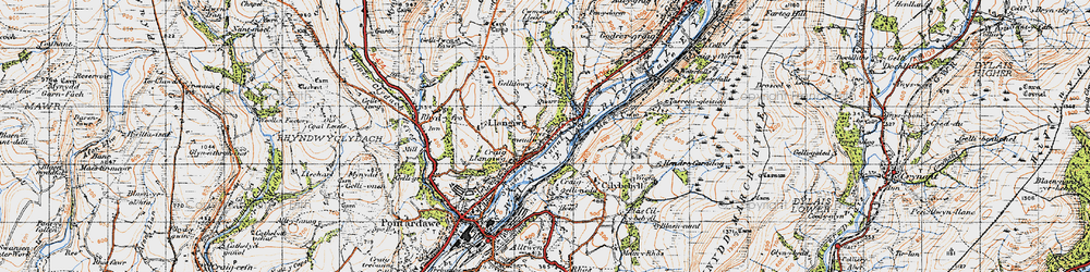Old map of Ynysmeudwy in 1947