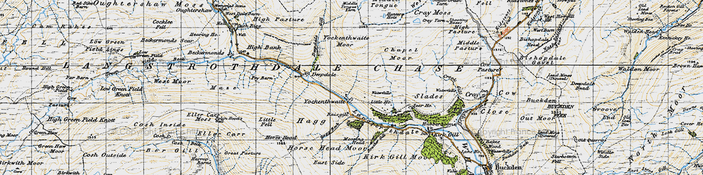 Old map of Yockenthwaite Moor in 1947