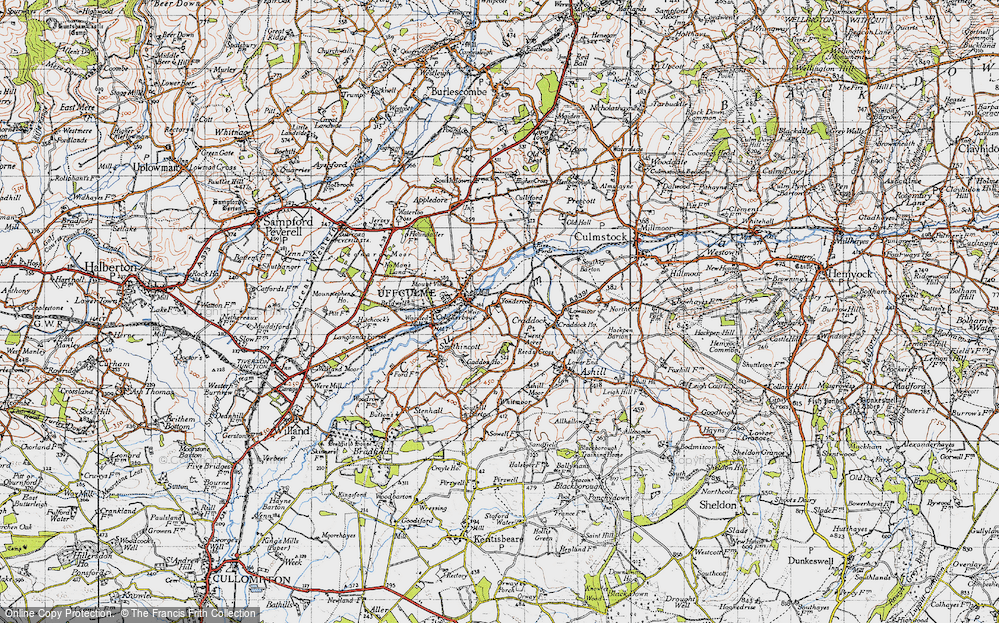 Old Map of Yondercott, 1946 in 1946