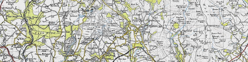 Old map of Yondertown in 1946
