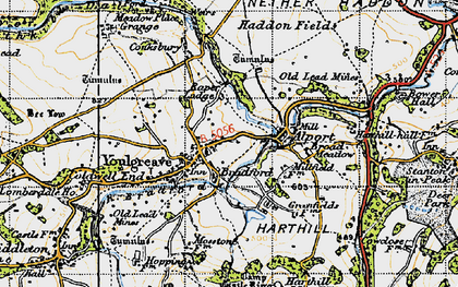 Old map of Youlgreave in 1947