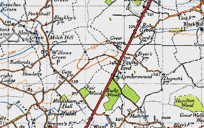 Old map of Young's End in 1945