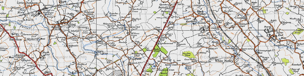 Old map of Young's End in 1945