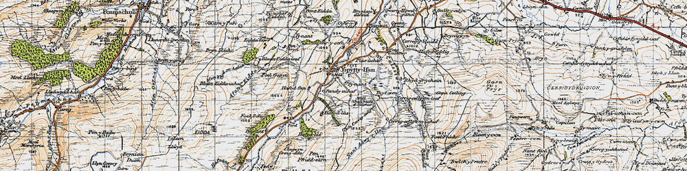 Old map of Afon Caletwr in 1947