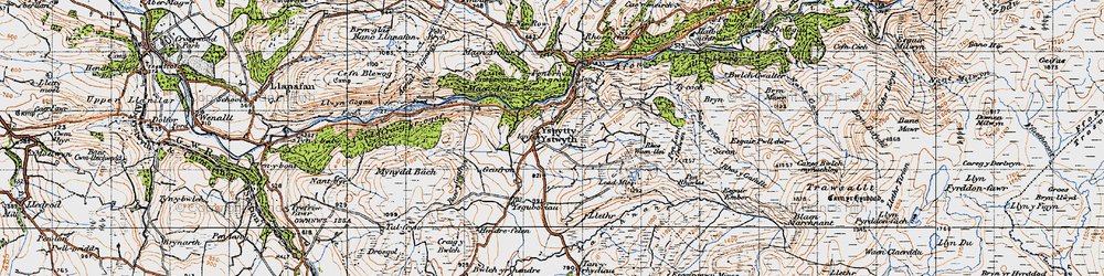 Old map of Ysbyty Ystwyth in 1947