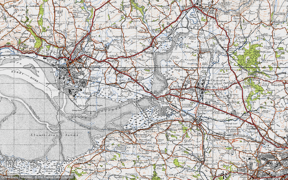 Old Map of Historic Map covering Bryn-Carnarfon in 1947