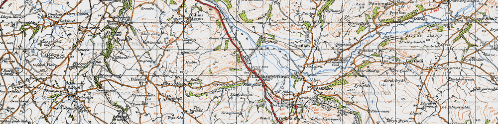 Old map of Ystrad Aeron in 1947