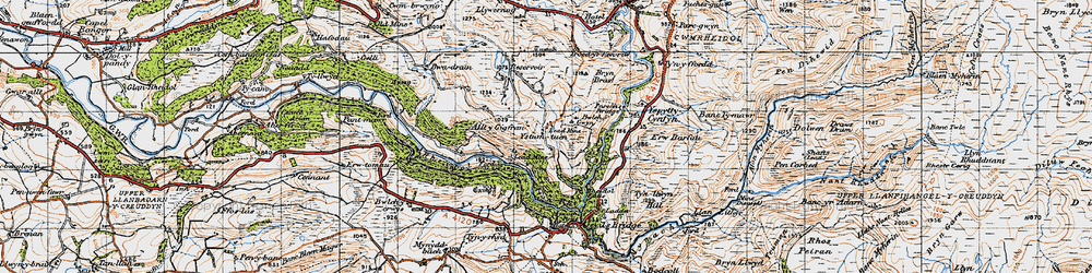 Old map of Afon Rheidol in 1947