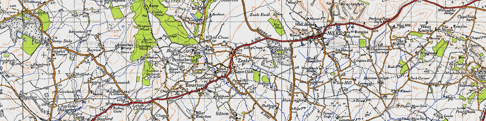 Old map of Zeals in 1945