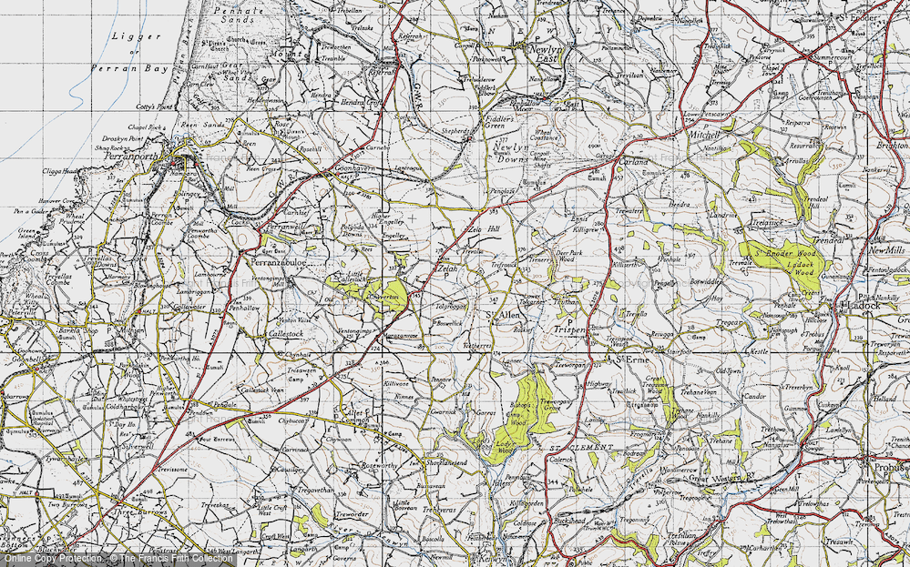 Old Map of Historic Map covering Boswellick in 1946