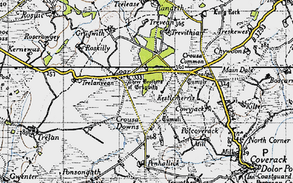 Old map of Grugwith in 1946