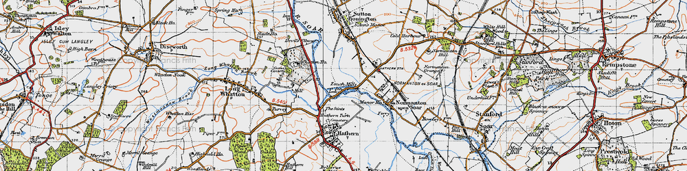 Old map of Zouch in 1946