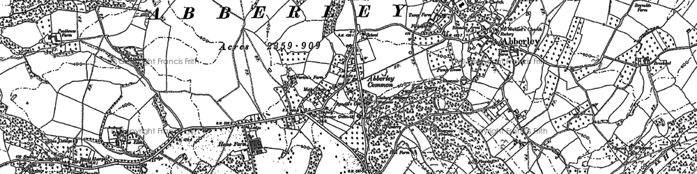 Old map of Abberley in 1883