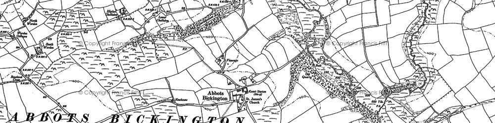 Old map of Abbots Bickington in 1884