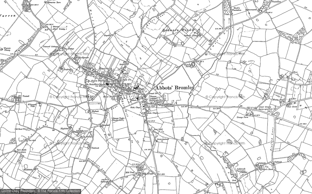 Old Map of Abbots Bromley, 1881 in 1881