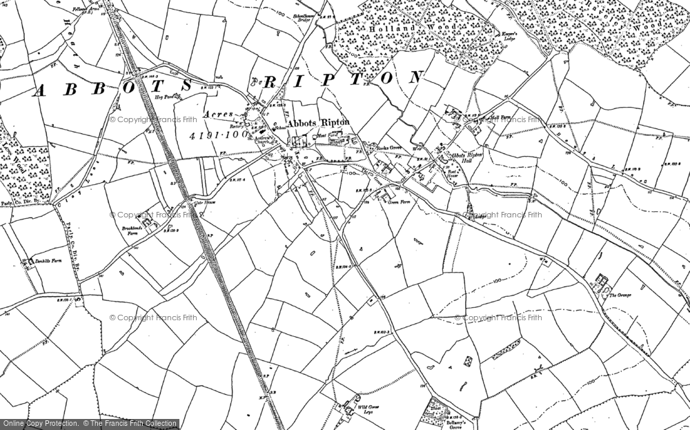 Old Map of Abbots Ripton, 1887 in 1887