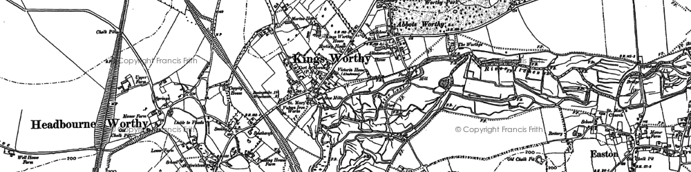 Old map of Abbots Worthy in 1895