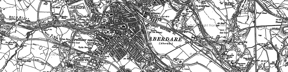 Old map of Aberdare in 1898