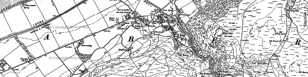 Old map of Afon Rhaeadr-fawr in 1899