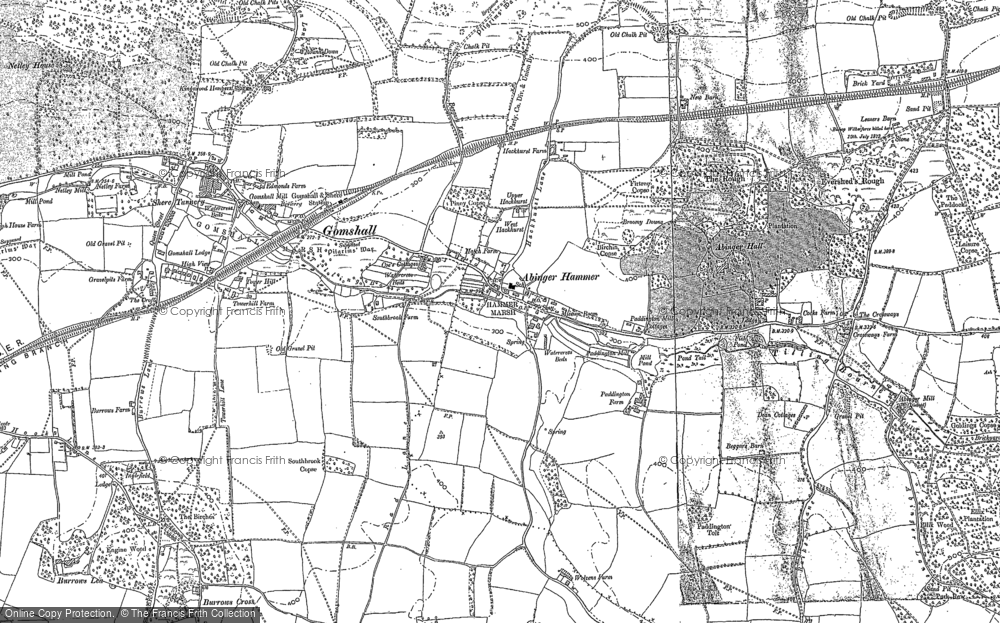 Old Map of Historic Map covering Hackhurst Downs in 1895